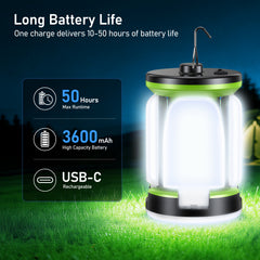 Lampe de camping suspendue d'extérieur Blukar rechargeable avec 7 modes d'éclairage et 60 LED ultra lumineuses