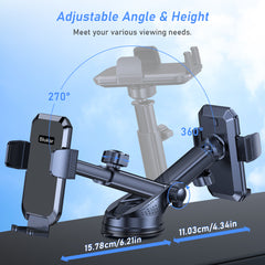Blukar Verstellbarer Handyhalter fürs Auto mit Ein-Knopf-Entriegelung, stark haftendem Gel-Pad