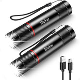 Blukar Rechargeable Flashlight 2 Pack, High Lumens Flashlight, Super Bright Small LED Flash Light- Zoomable, Adjustable Brightness, Long Lasting for Camping, Outdoors and Home Emergency