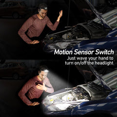 Blukar Adjustable Waterproof Head Torch Rechargeable with Sensor Control & 6 Lighting Modes (2000L)