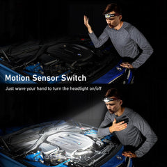 Blukar Waterproof COB Headlamp Rechargeable with Sensor Control & Red Lights, 8 Light Modes, Spotlight Floodlight Combination