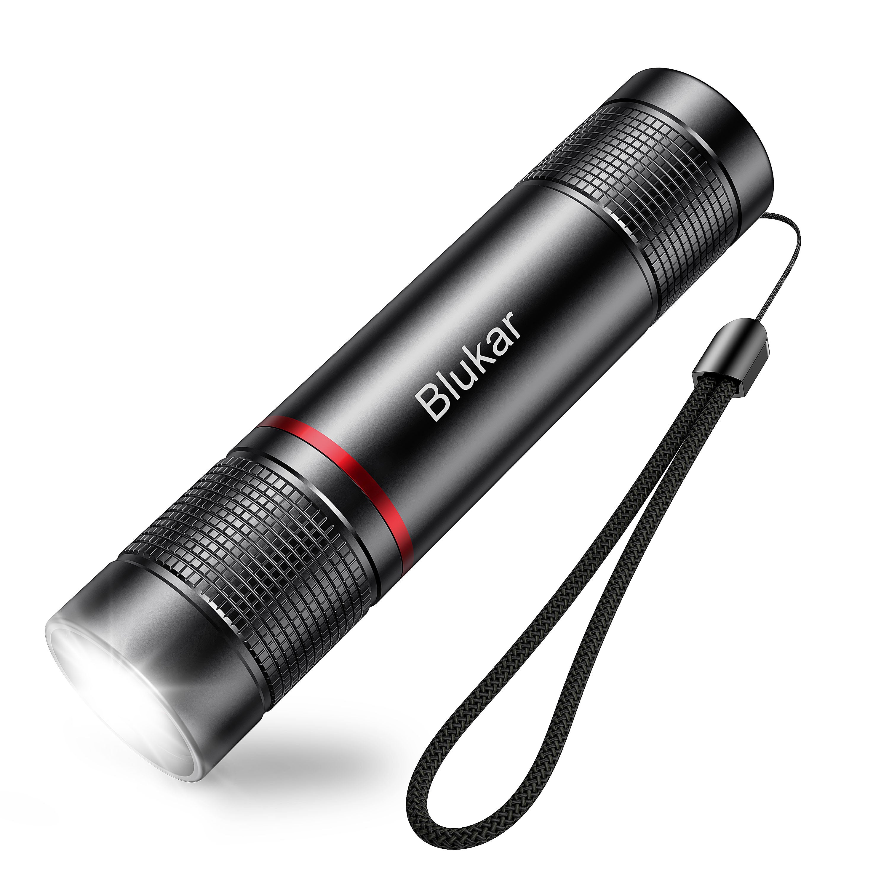 Blukar Waterproof Pocket Size LED Torch Rechargeable with Adjustable Focus Flashlight & 4 Lighting Modes