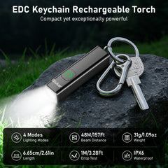 Blukar Rechargeable EDC Flashlight, Mini Keychain Flash Light