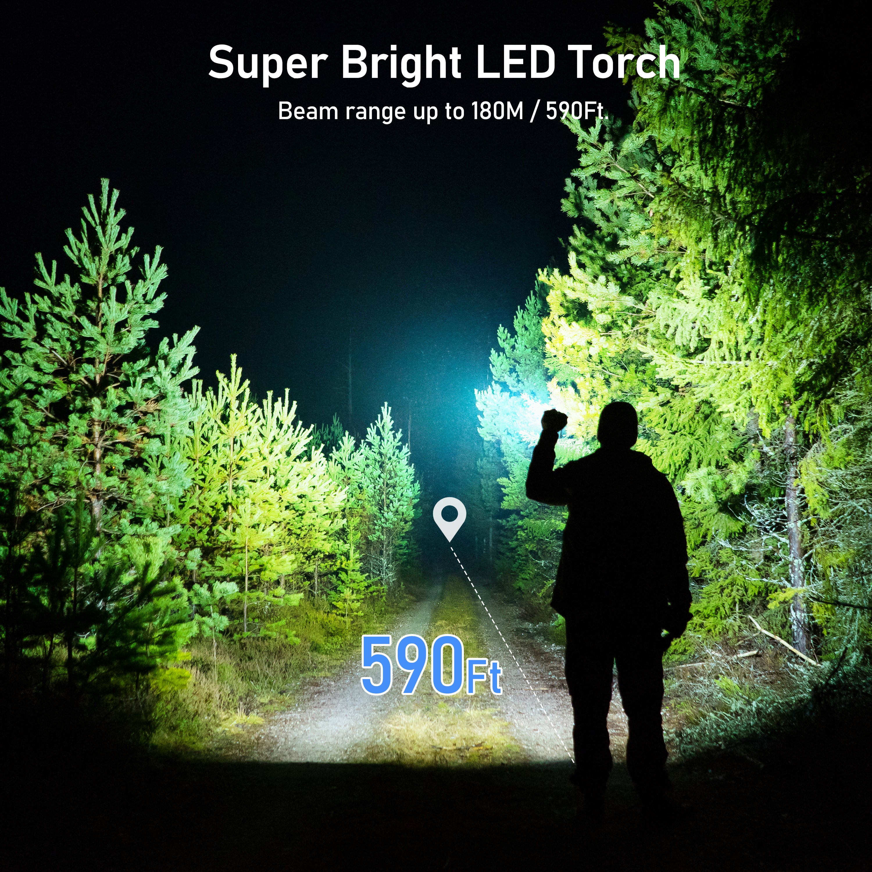 Blukar Waterproof Pocket Size LED Torch Rechargeable with Adjustable Focus Flashlight & 4 Lighting Modes