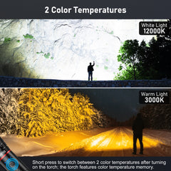 Blukar Rechargeable LED Torch – Dual Color Light, 10 Modes, Zoomable, Waterproof