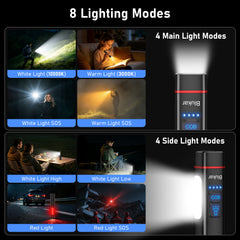 Blukar 2026 Gen 2 Torch Rechargeable,Dual Light Sources with COB Side Light