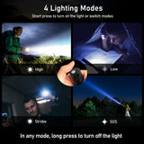 Blukar Waterproof Pocket Size LED Torch Rechargeable with Adjustable Focus Flashlight & 4 Lighting Modes