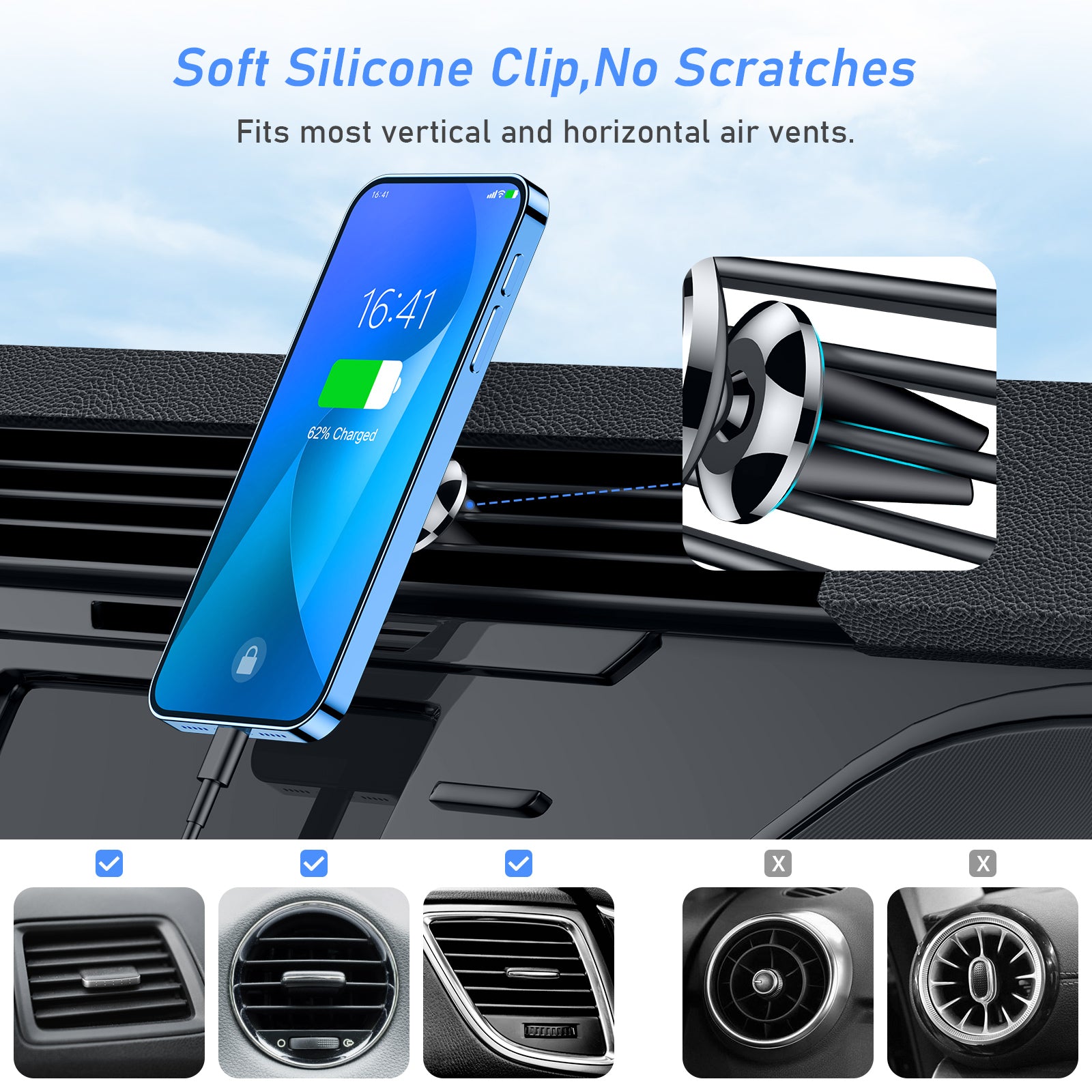 Blukar Magnetic Air Vent Car Phone Mount Cradle-360° Rotable