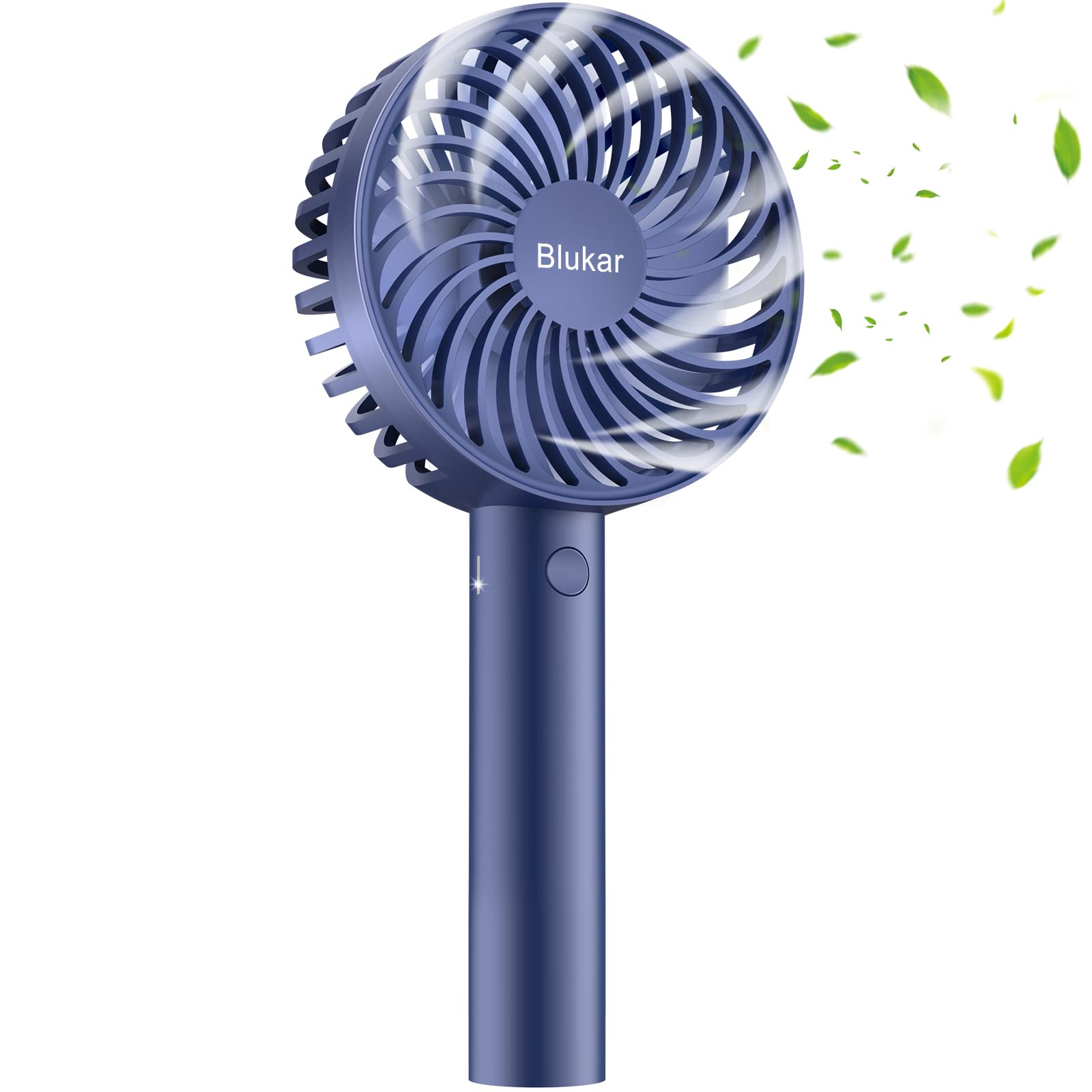 Blukar Mini Handheld Fan, Portable USB Rechargeable Fans with Desk Base&3 Speeds, 4 Fan Blade Powerful Wind Design Electric Powered Personal Desktop Home Office Travel