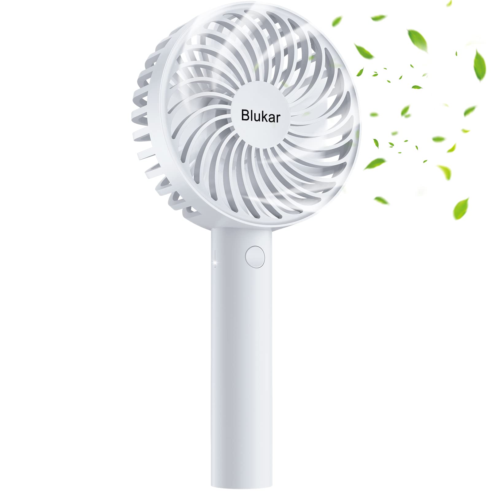 Blukar Mini Handheld Fan, Portable USB Rechargeable Fans with Desk Base&3 Speeds, 4 Fan Blade Powerful Wind Design Electric Powered Personal Desktop Home Office Travel