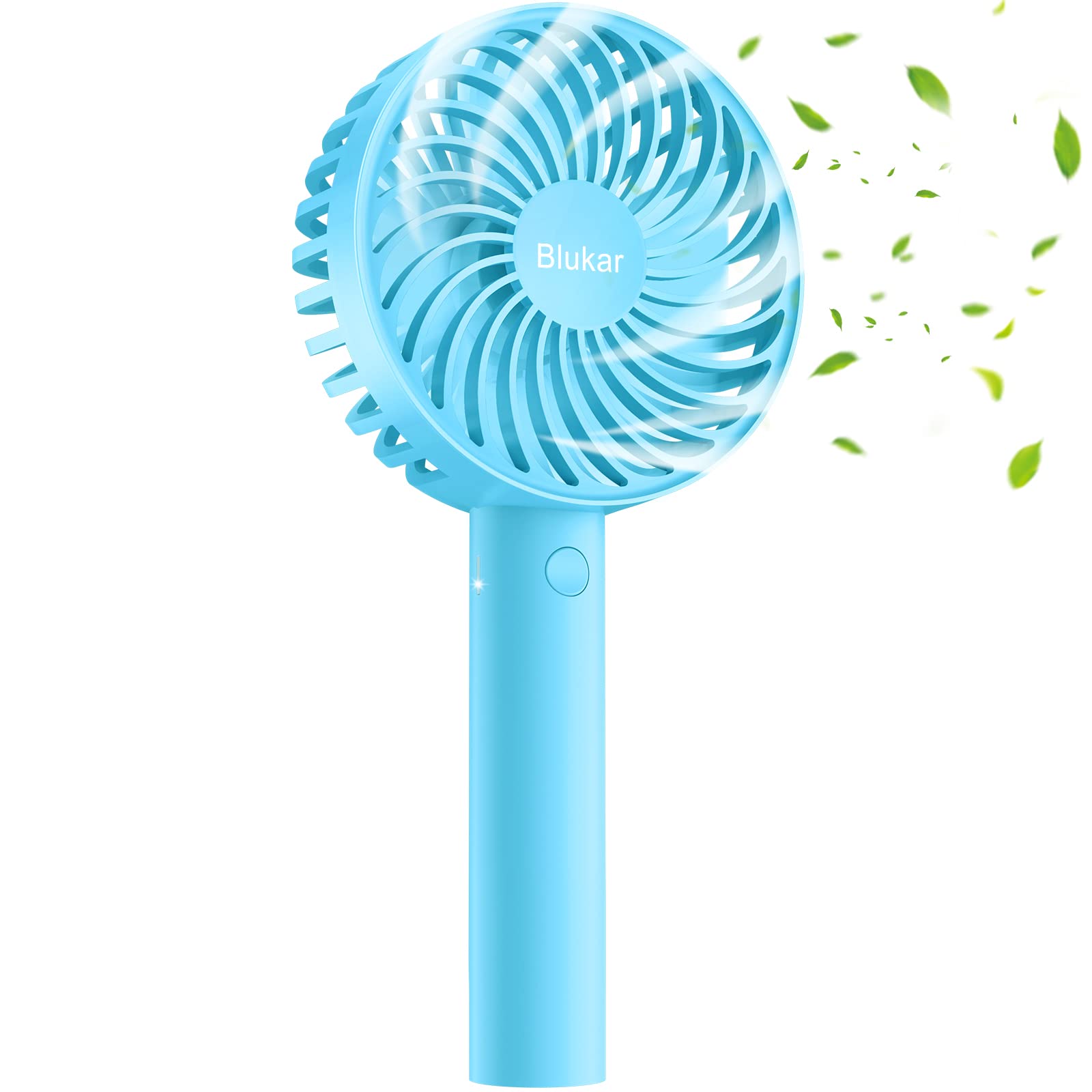 Blukar Mini Handheld Fan, Portable USB Rechargeable Fans with Desk Base&3 Speeds, 4 Fan Blade Powerful Wind Design Electric Powered Personal Desktop Home Office Travel