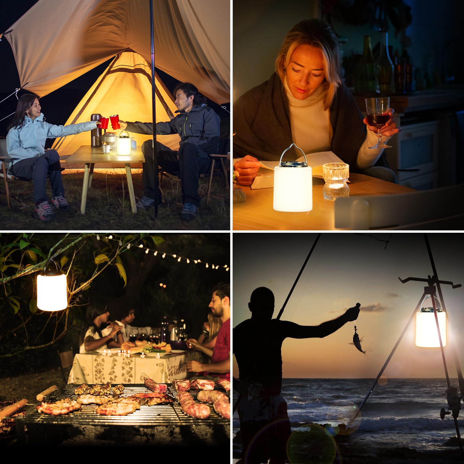 Blukar Camping Lantern Rechargeable - 3000K Warm Light, Brightness Adjustable,3 Light Modes