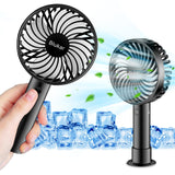 Blukar Mini Handheld Fan, Portable USB Rechargeable Fans with Desk Base&3 Speeds, 4 Fan Blade Powerful Wind Design Electric Powered Personal Desktop Home Office Travel