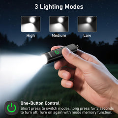 Blukar 2 Pack EDC Rechargeable Flashlight, 360L Mini Keychain Flash Light with 3 Lighting Modes, Memory Function, Waterproof, Compact and Portable Pocket Light for Everyday Carry, Emergency,Camping