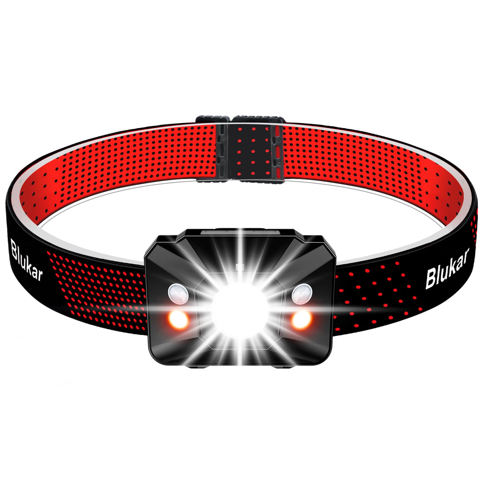 Blukar Head Torch Rechargeable, Super Bright LED Headlamp with Sensor Control & Red Light, 5 Lighting Modes, IPX5 Waterproof 30 Hrs Runtime for Power Cuts, Emergency, Running, Hiking etc. (K9122)