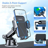 Blukar Support de téléphone réglable à rotation à 360 ° - Support de téléphone à ventouse puissante 4 en 1 pour tableau de bord/pare-brise/grille d'aération de voiture - Déverrouillage à un bouton pour téléphones de 4,0 à 6,7 pouces 