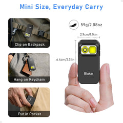 Blukar LED Torch Rechargeable, Super Bright EDC Mini Clip on Torch, 3 Light Sources, 5 Modes, Long Lasting, Waterproof Compact Flashlight for Daily Carry, Emergency, Camping, Hiking, Outdoor