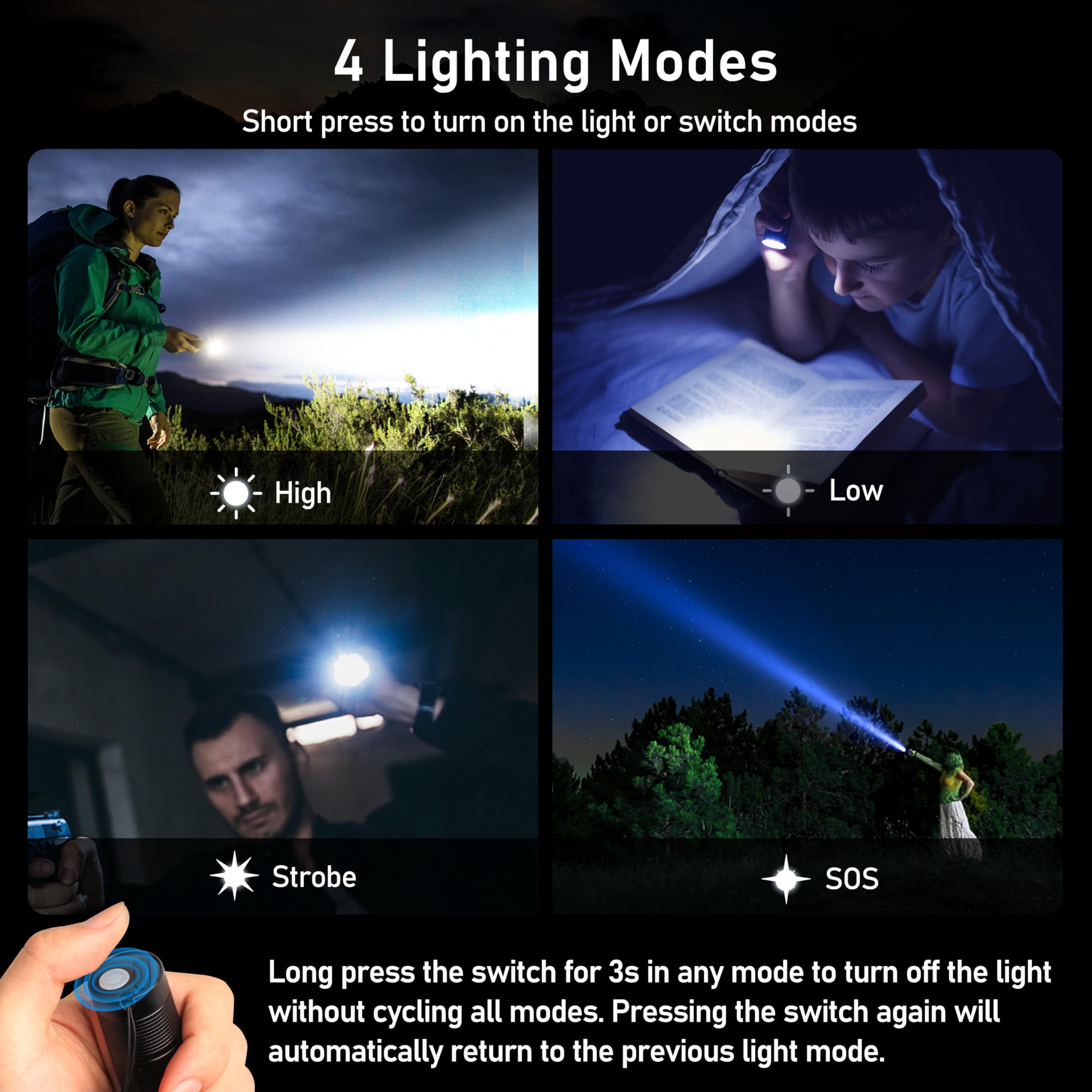 Blukar Rechargeable Flashlight 2 Pack, High Lumens Flashlight, Super B