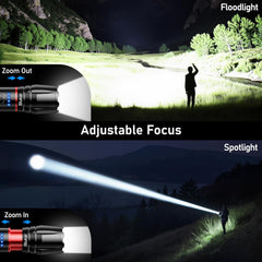Blukar Rechargeable LED Torch – Dual Color Light, 10 Modes, Zoomable, Waterproof