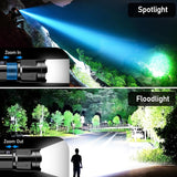 Blukar LED Torch Super Bright- 3 Color Temperatures & 4 Modes, Long-Lasting 5000mAh, Adjustable Focus, IP67 Waterproof Handheld Torch Flashlight for Camping, Emergency, Hiking etc.