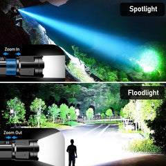 Blukar Super Bright LED Torch – 3 Color Temperatures, 5000mAh, Adjustable Focus, IP67