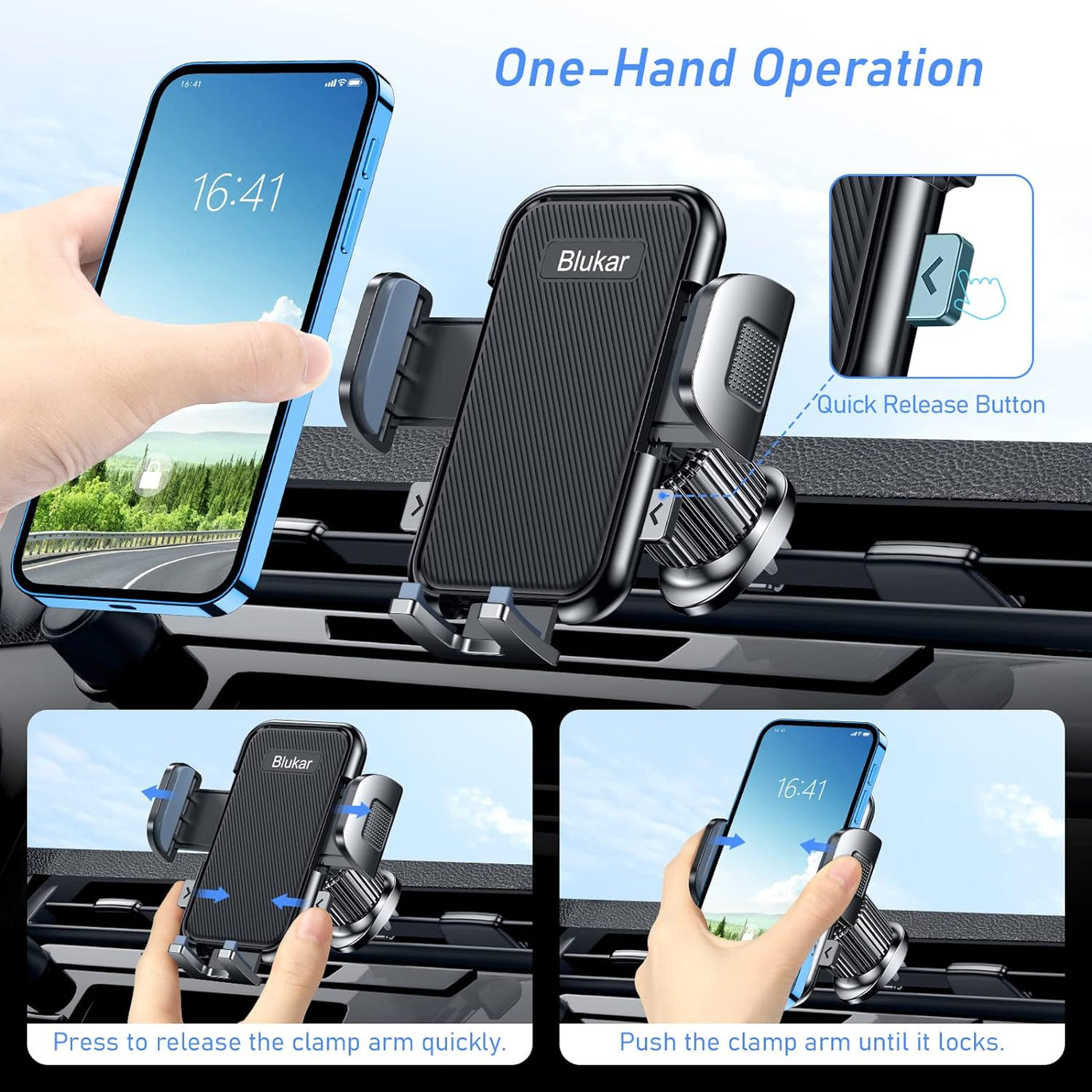 Support Téléphone Voiture TOFURT 360° - Compatible 4-7 Pouces - Silicone Antidérapant