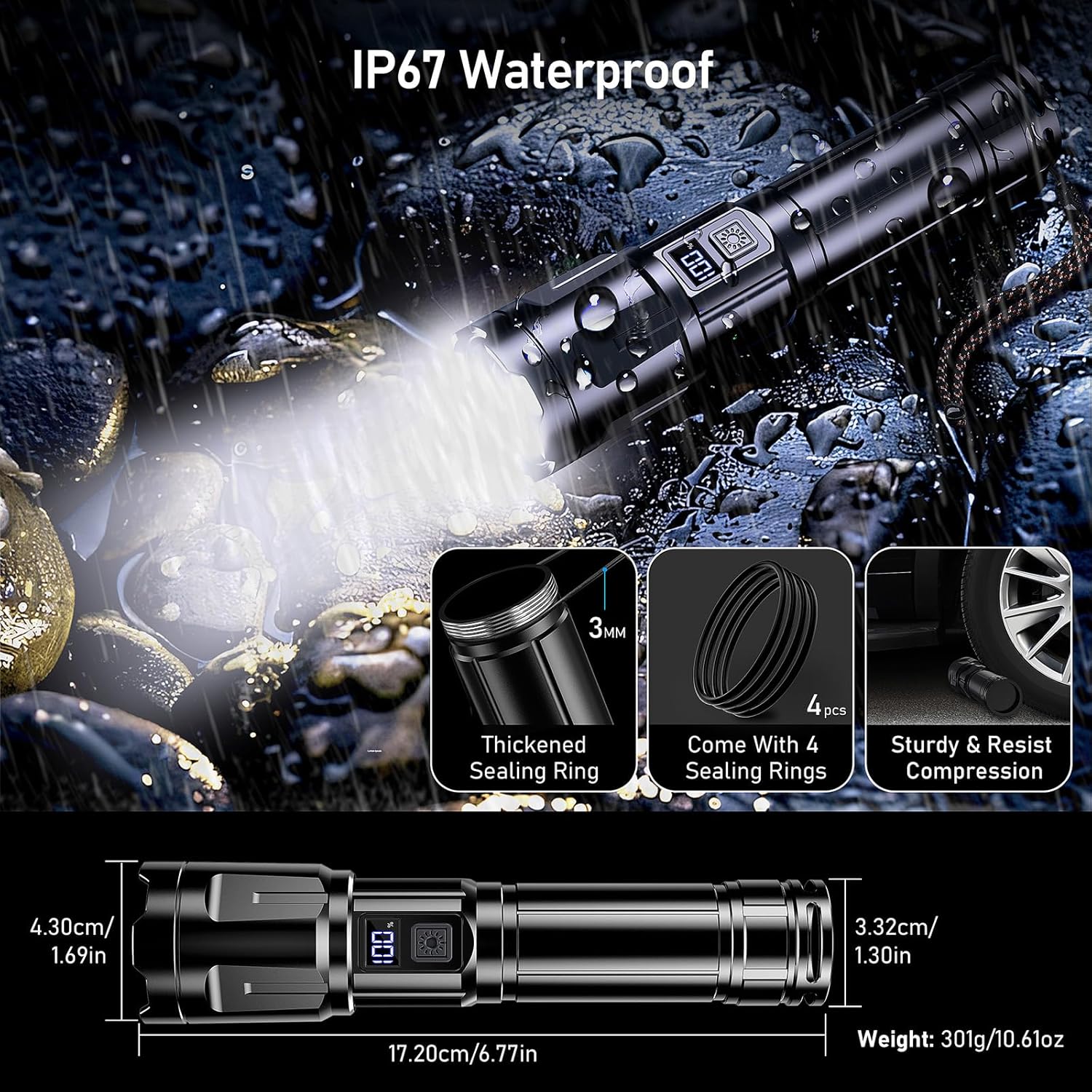 blukar flashlight rechargeable Flashlight, 2000L, Zoomable LED, Adjustable Bright Lightsdaddy C charging Blukar Rechargeable Flashlight, Super Bright