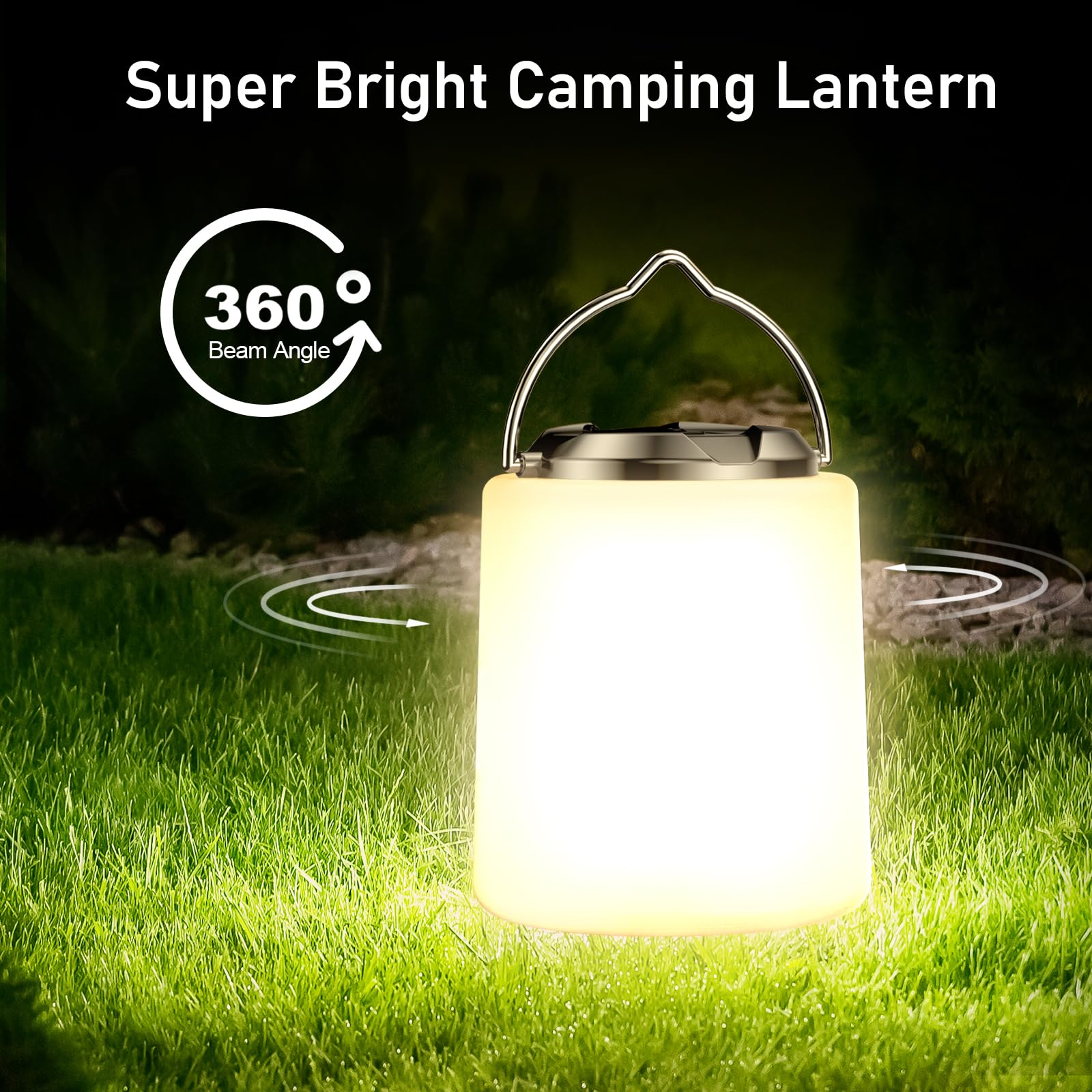 Blukar Camping Lantern Rechargeable - 3000K Warm Light, Brightness Adjustable,3 Light Modes