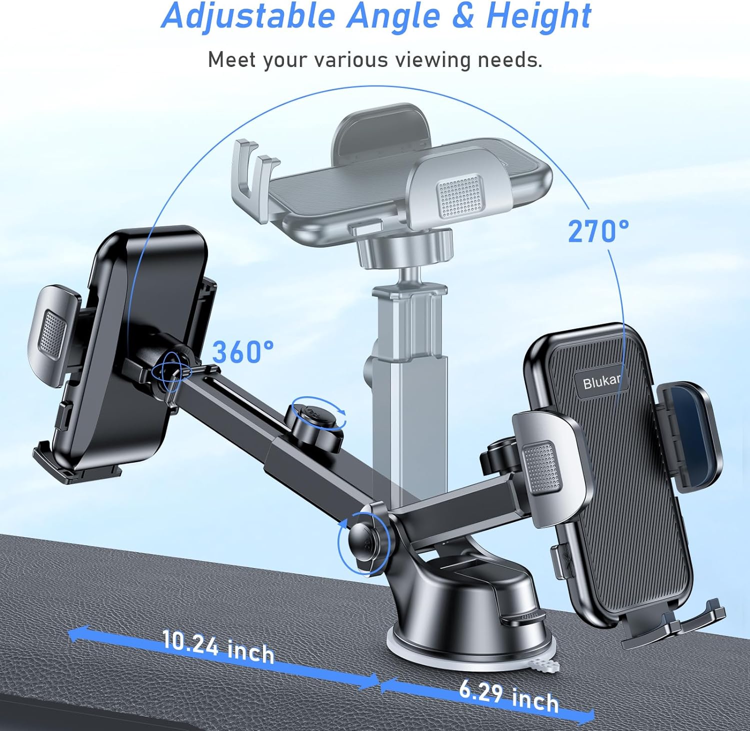 Support Téléphone Voiture Hoppac - Ventouse Pare-brise - Rotation 360° - Bouton Libération Rapide