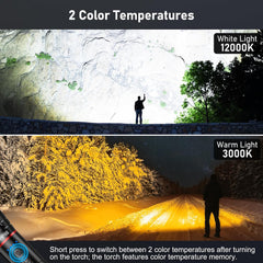 Blukar Rechargeable LED Torch – Dual Color Light, 10 Modes, Zoomable, Waterproof