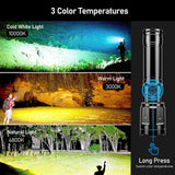 Blukar LED Torch Super Bright- 3 Color Temperatures & 4 Modes, Long-Lasting 5000mAh, Adjustable Focus, IP67 Waterproof Handheld Torch Flashlight for Camping, Emergency, Hiking etc.