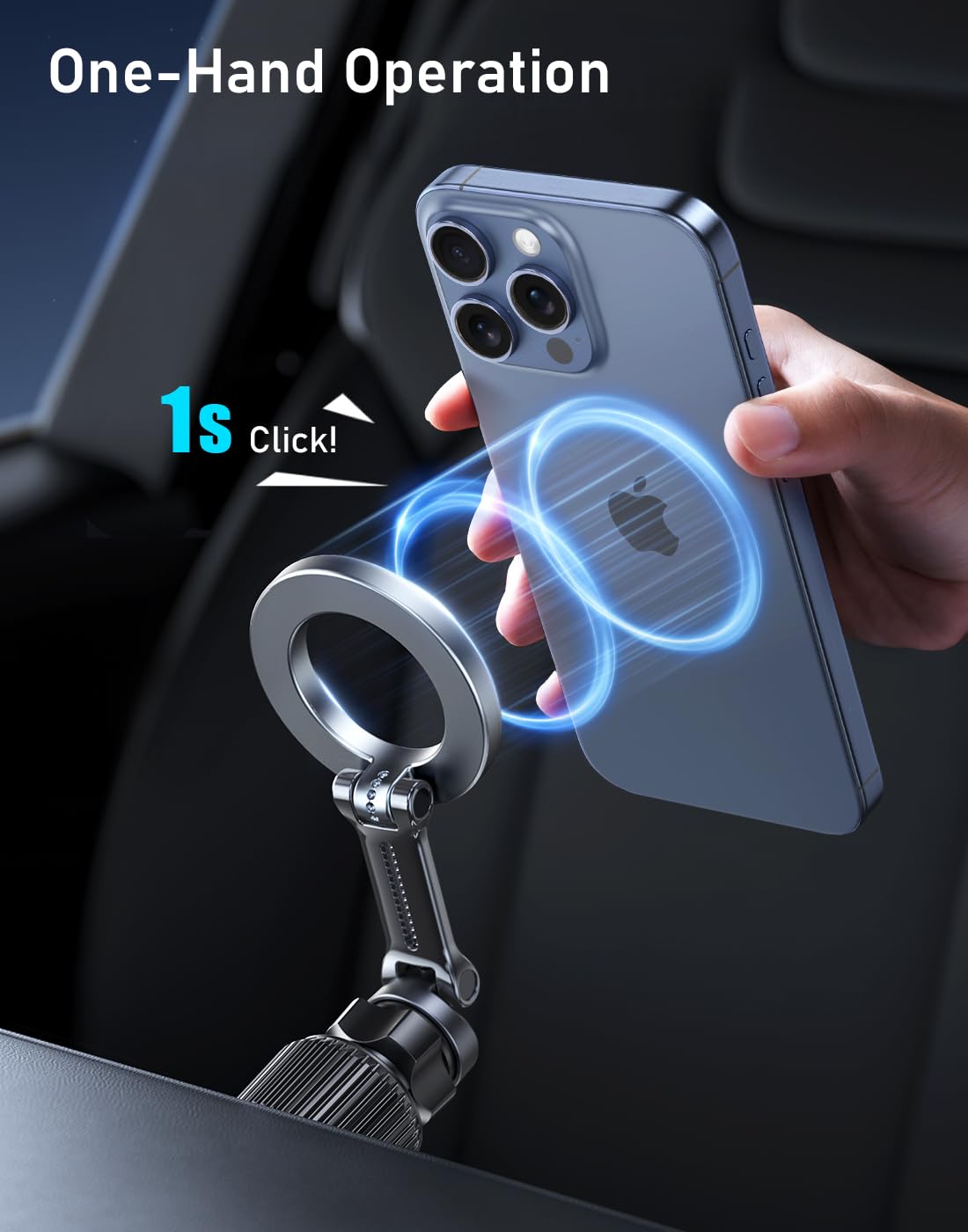 Blukar Car Phone Holder for MagSafe, [20xN52 Strong Magnets] Air Vent Magnet Car Phone Mount Cradle-360° Rotation, Super Stable Car Phone Holder for iPhone 16/15/14/13 Series & Others with Metal Plate