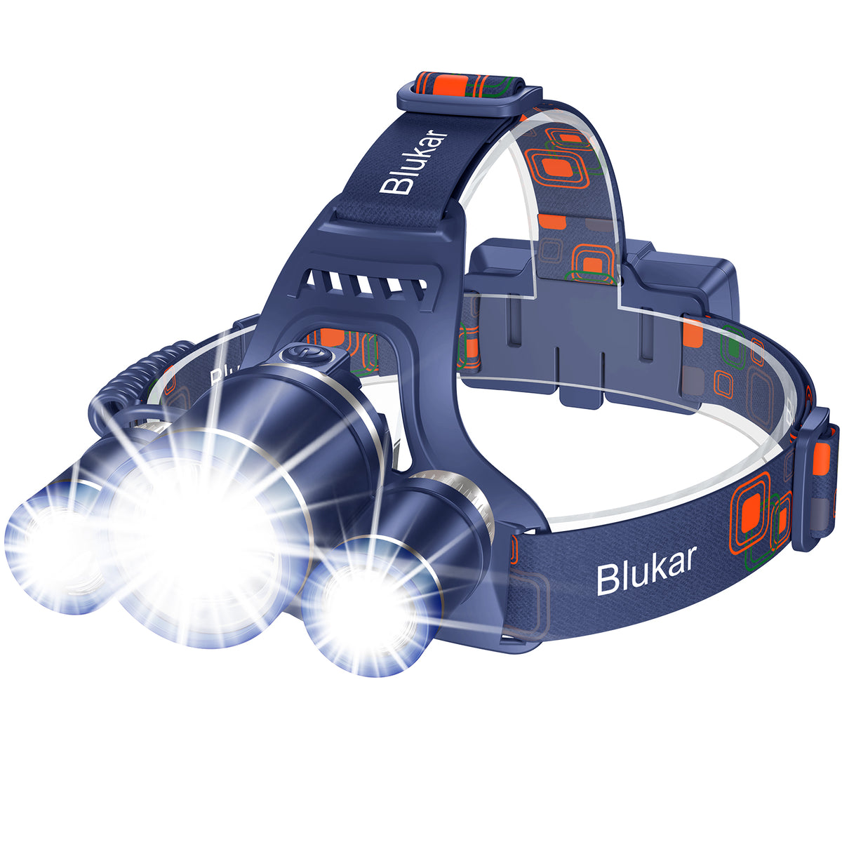 Phare avant Blukar IPX6 étanche à mise au point réglable rechargeable avec 3 lumières 5 modes (8000L)
