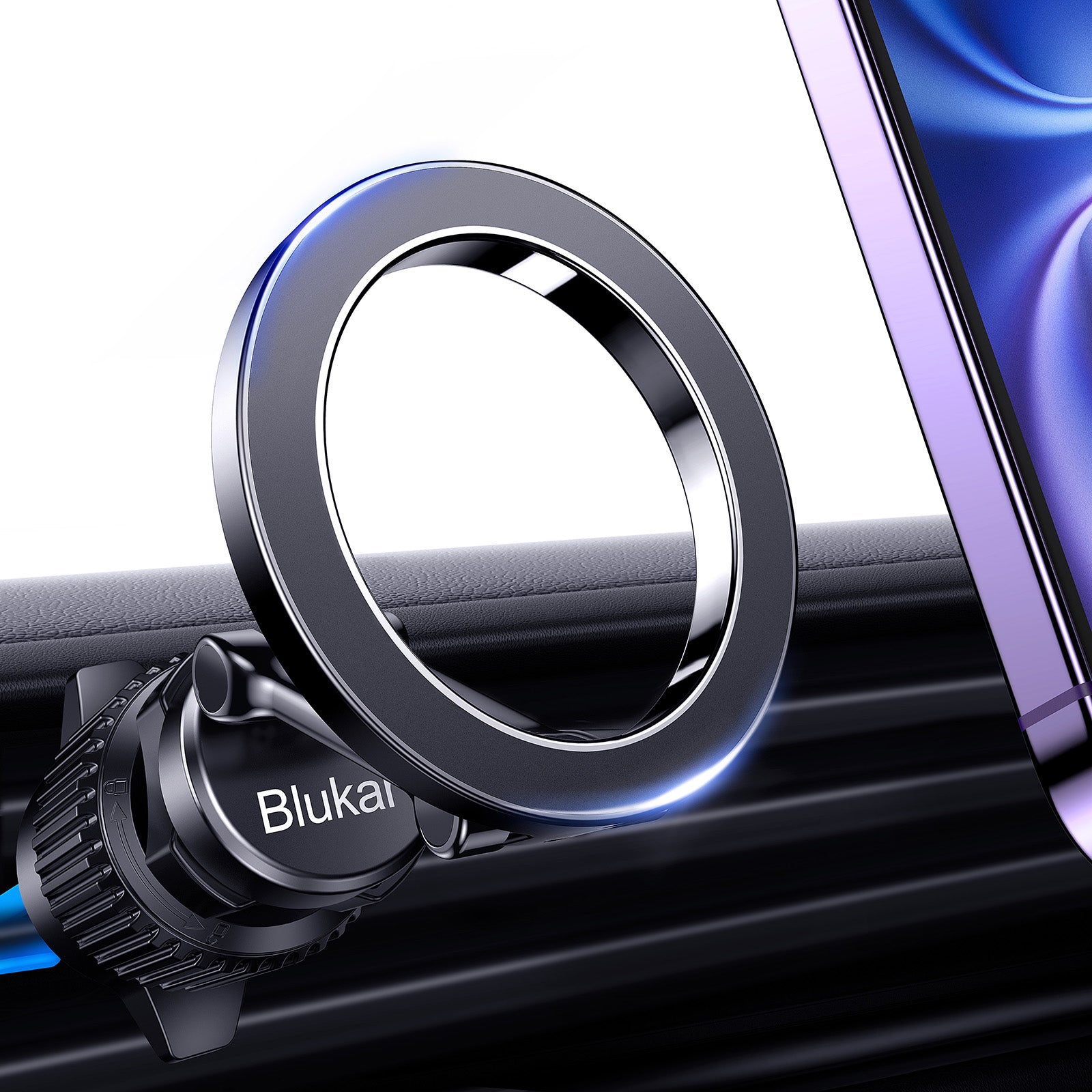 Blukar Car Phone Holder for MagSafe, [20xN52 Strong Magnets] Air Vent Magnet Car Phone Mount Cradle-360° Rotation, Super Stable Car Phone Holder for iPhone 16/15/14/13 Series & Others with Metal Plate