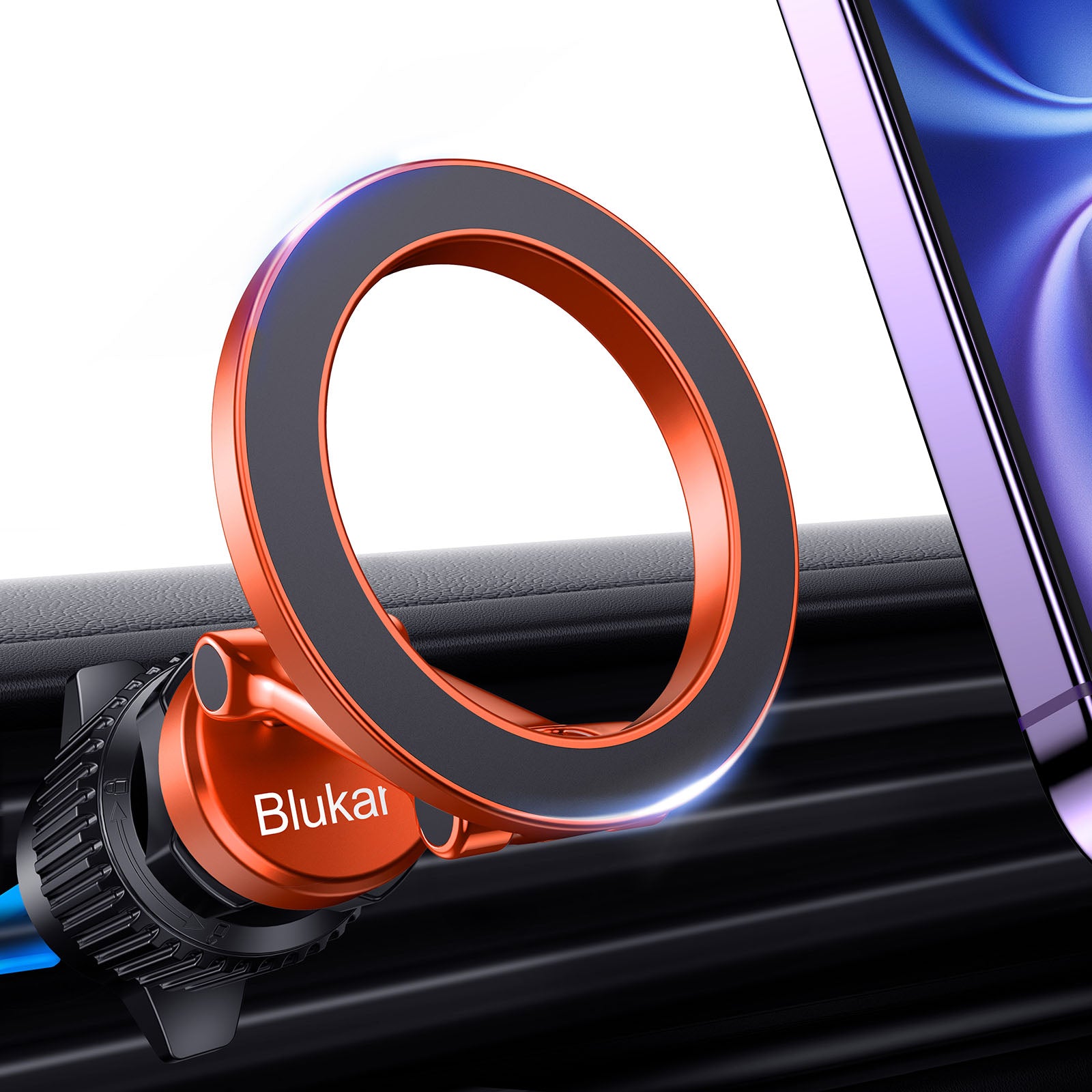 Blukar Car Phone Holder for MagSafe, [20xN52 Strong Magnets] Air Vent Magnet Car Phone Mount Cradle-360° Rotation, Super Stable Car Phone Holder for iPhone 16/15/14/13 Series & Others with Metal Plate