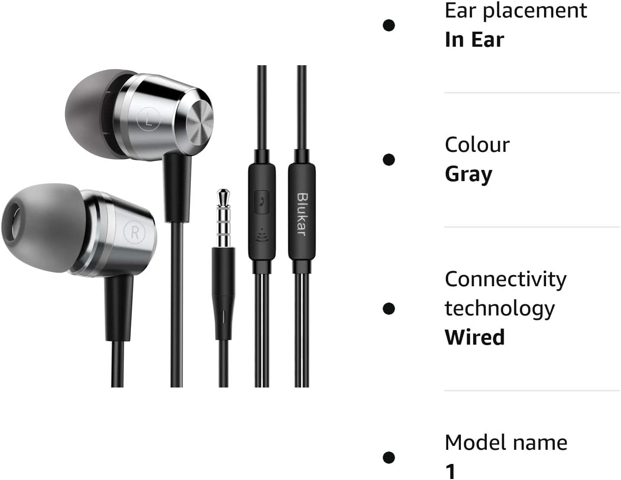 Blukar In-Ear Noise Isolating Headphones