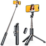 Blukar Selfie Stick, 4 in 1 Extendable Bluetooth- 360° Rotation Stable Tripod Stand with Detachable Wireless Remote