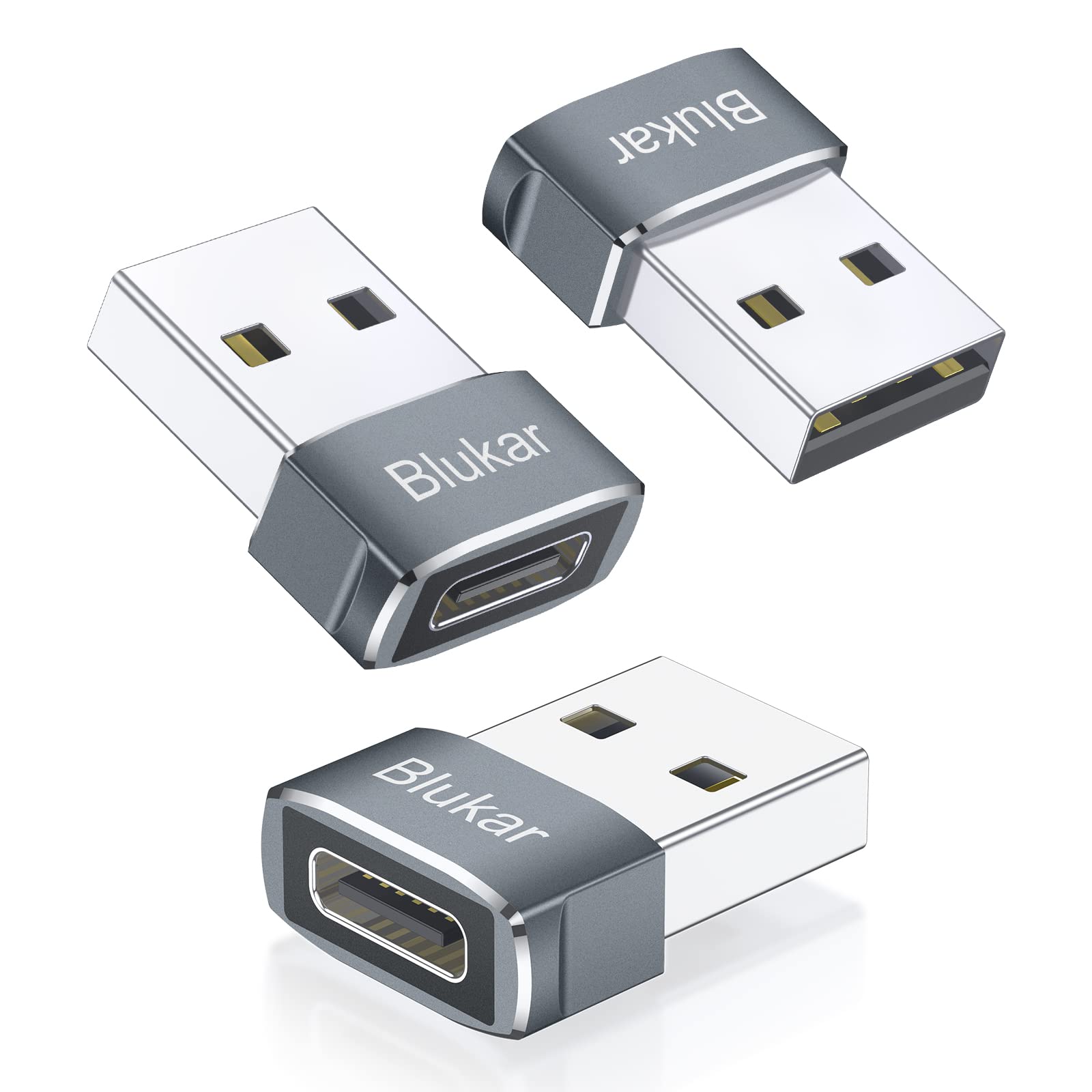 Blukar USB C Female to USB Male Adapter (3 Pack)