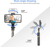 Blukar Selfie-Stick, 4-in-1, ausziehbar, Bluetooth, 360° drehbar, stabiler Stativständer mit abnehmbarer kabelloser Fernbedienung