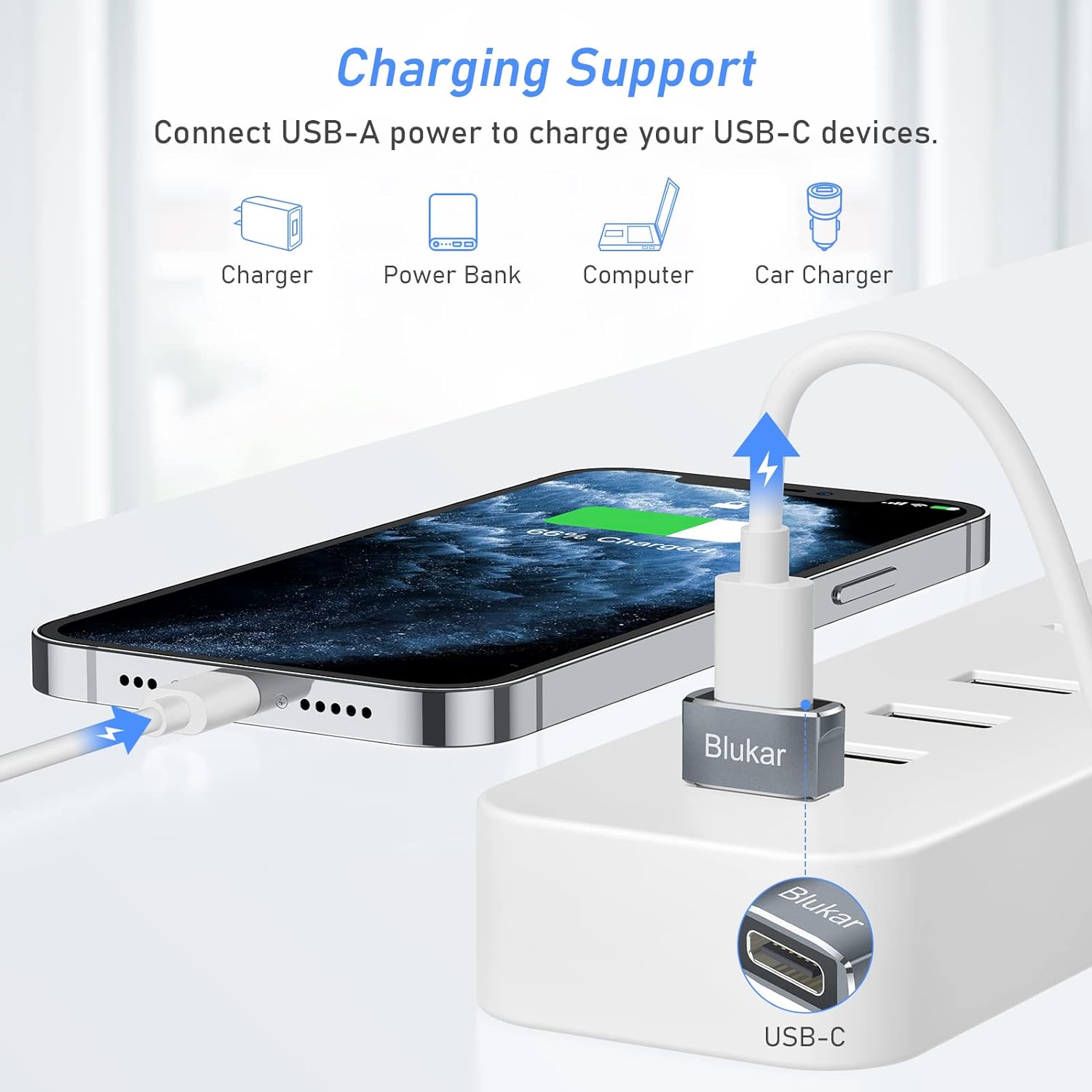 Adaptateur USB C femelle vers USB mâle Blukar (lot de 3)