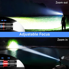 Blukar Waterproof LED Torch Rechargeable with Adjustable Focus Flashlight with 5 Lighting Modes - Upgraded LED Beads