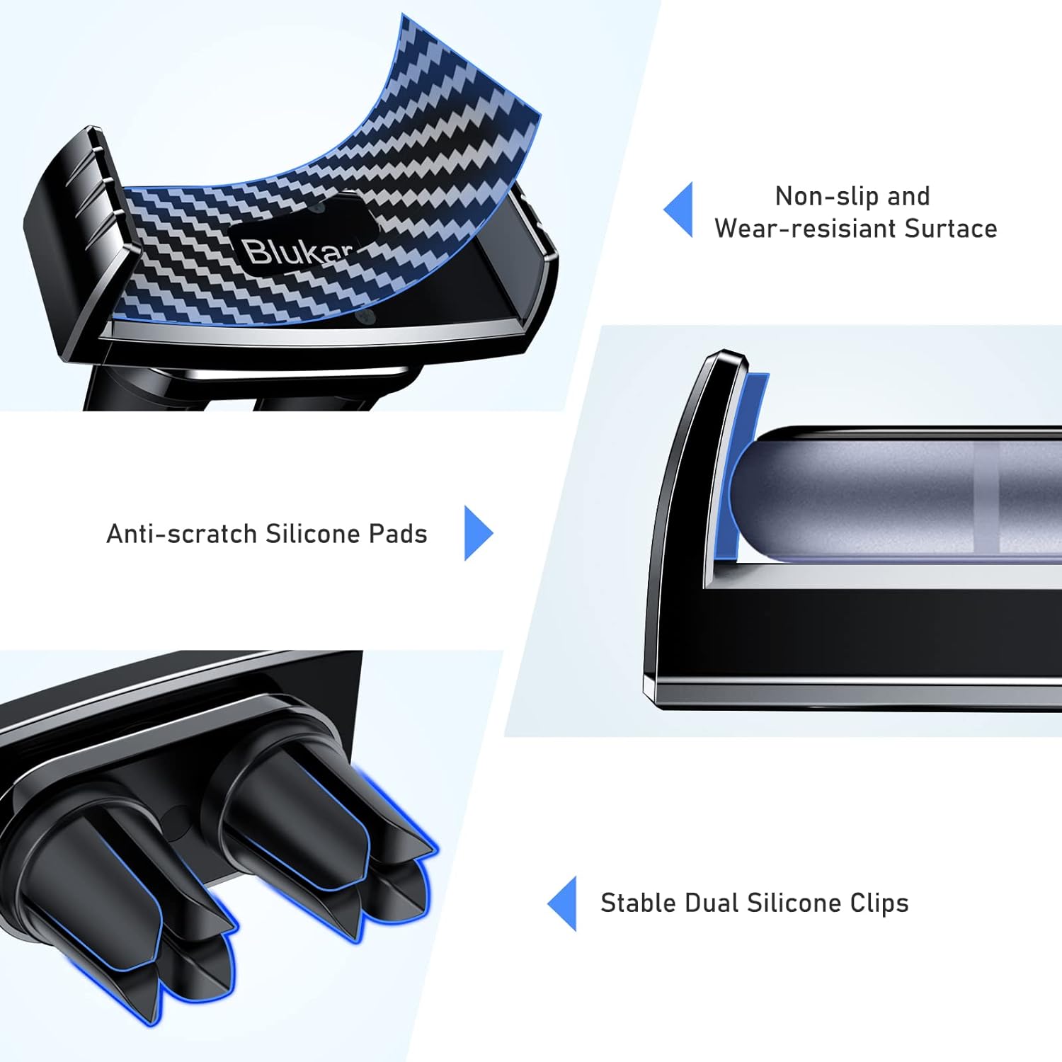 Blukar Air Vent Phone Mount Holder for Car - Dual Vent Clips Design & 360 Degree Rotation
