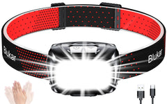 Blukar Waterproof COB Headlamp Rechargeable with Sensor Control & Red Lights, 8 Light Modes, Spotlight Floodlight Combination
