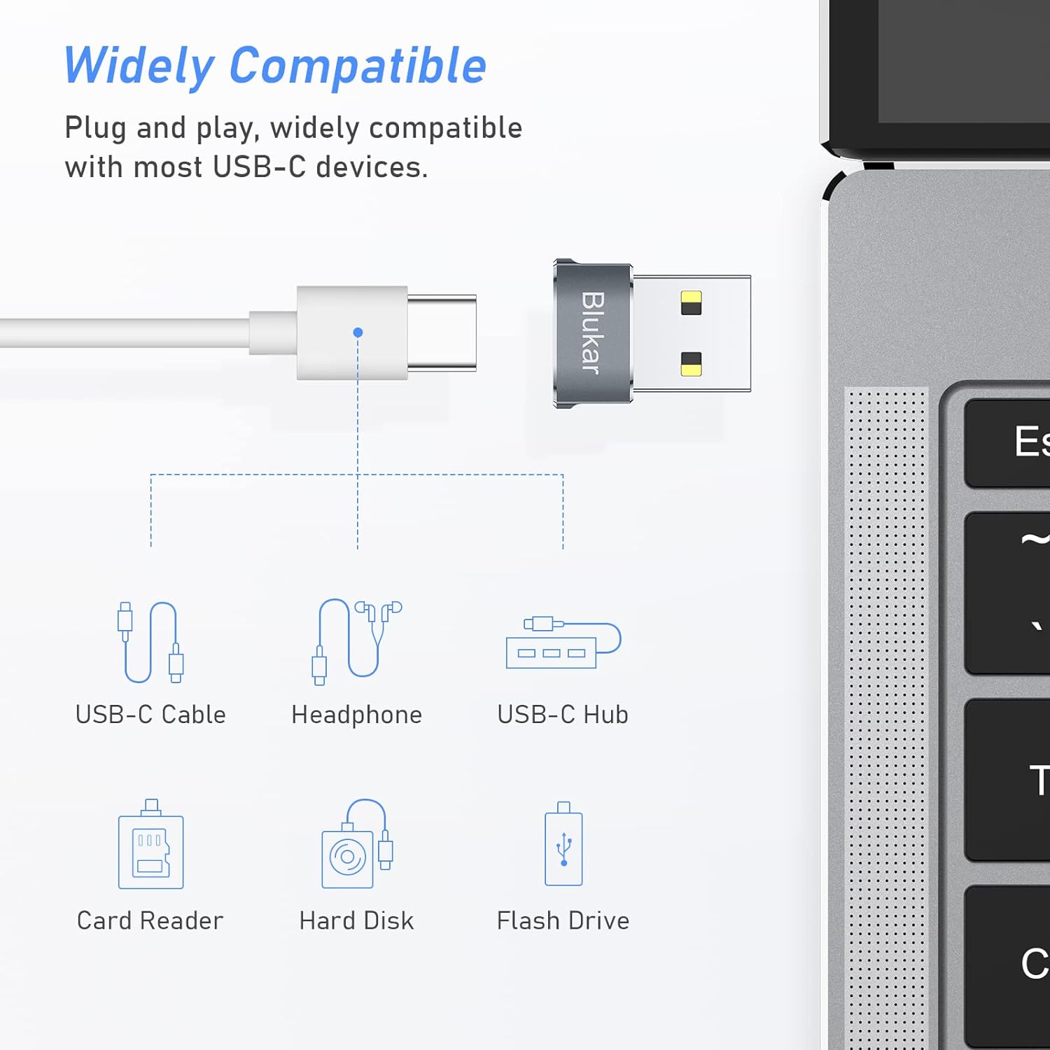 Adaptateur USB C femelle vers USB mâle Blukar (lot de 3)