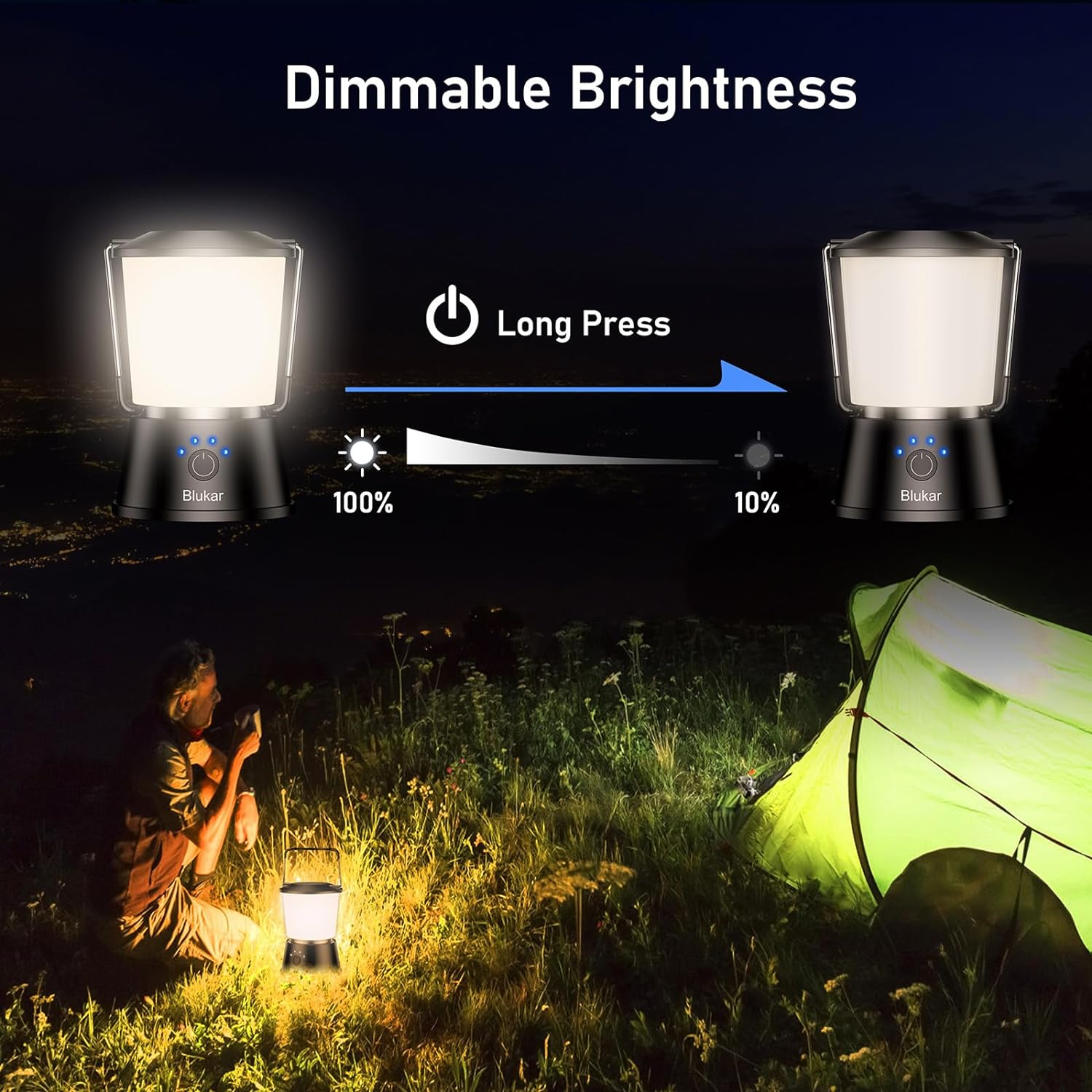 Blukar Outdoor Hanging Camping Lights Lamp Rechargeable with 5 Light Modes