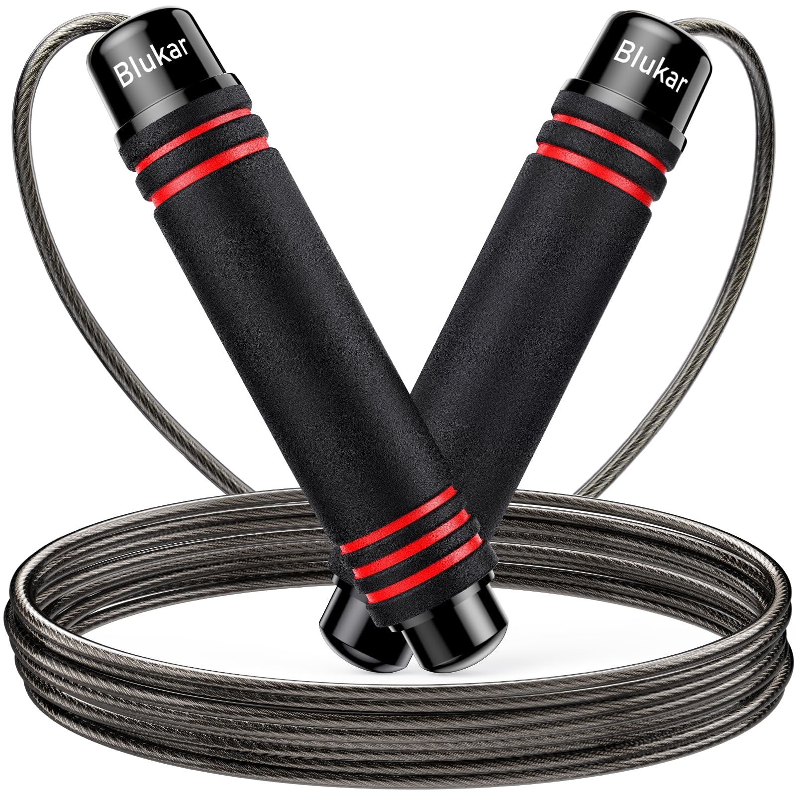 Blukar Skipping Rope with Spare Rope Length Adjuster Included