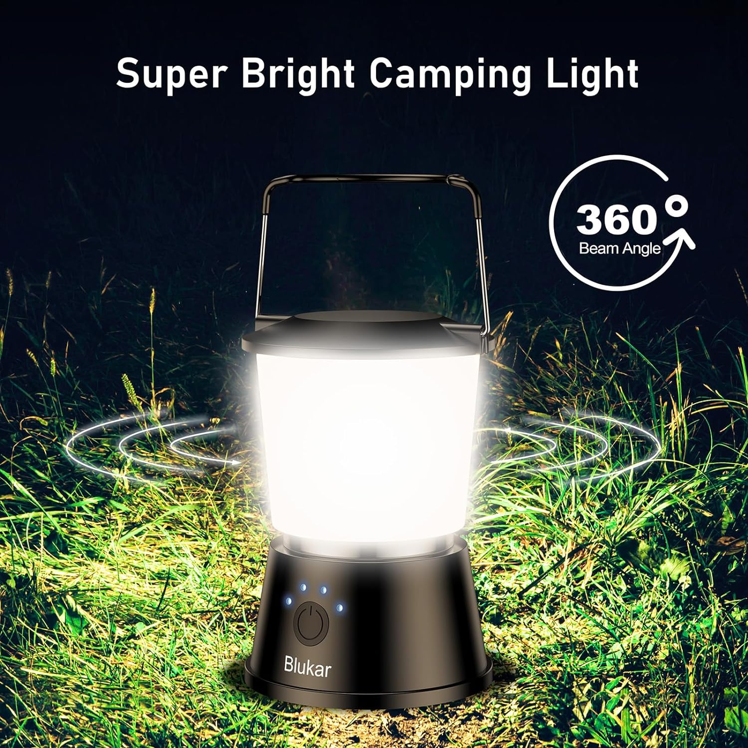 Blukar Outdoor Hanging Camping Lights Lamp Rechargeable with 5 Light Modes