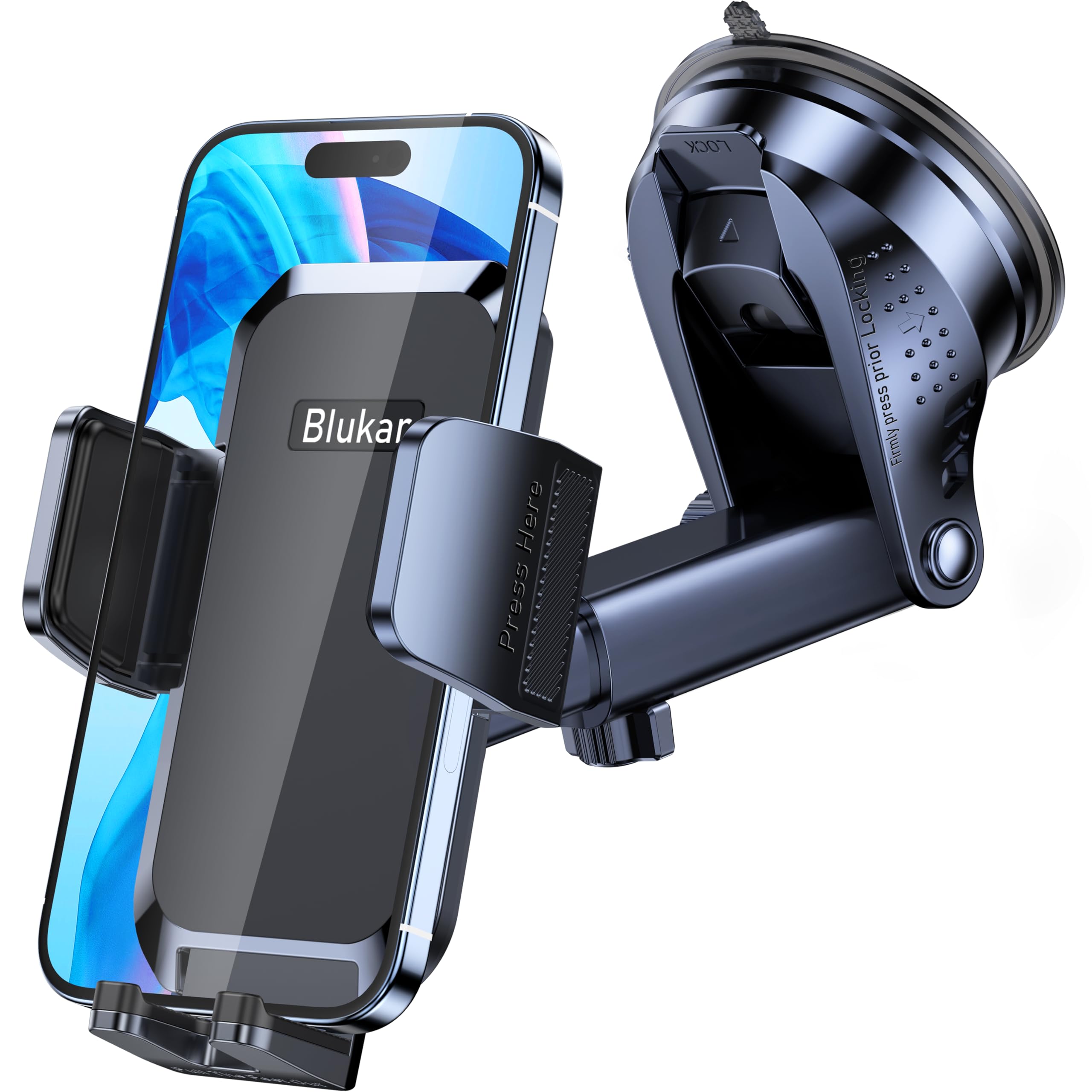 Blukar Adjustable One Button Release Car Dashboard/Windscreen Phone Holder