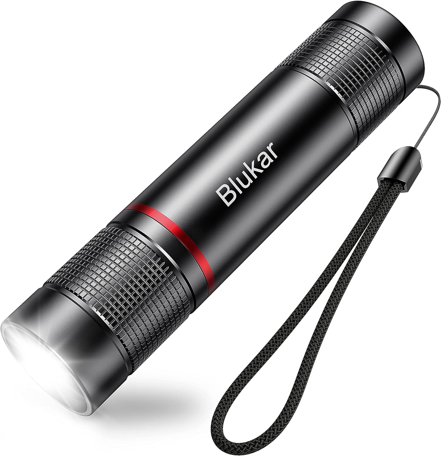 Blukar Waterproof Pocket Size LED Torch Rechargeable with Adjustable Focus Flashlight & 4 Lighting Modes